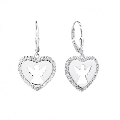 Strieborné náušnice srdca s anjelikmi