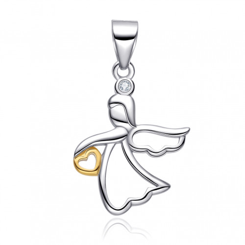 Strieborný prívesok anjelik so srdiečkom