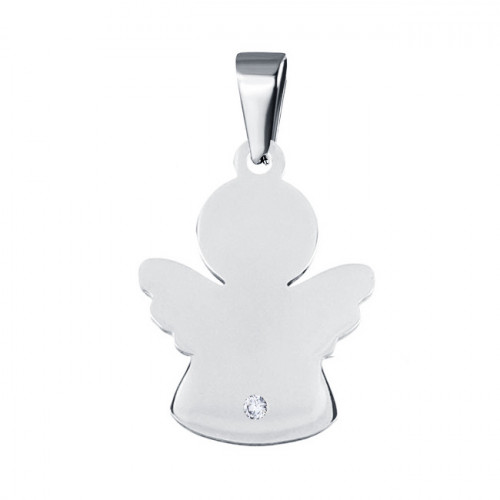 Oceľový prívesok anjelik so zirkónom