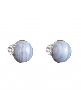 Strieborné náušnice s pravými kameňmi Achát Blue Lace