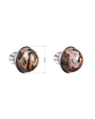 Strieborné náušnice s pravými kameňmi Jaspis Leopard Skin