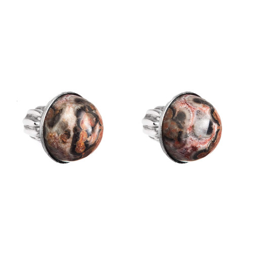 Strieborné náušnice s pravými kameňmi Jaspis Leopard Skin