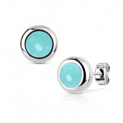 Oceľové náušnice tyrkysový kameň 8mm