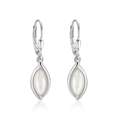 Strieborné visiace náušnice s perleťou