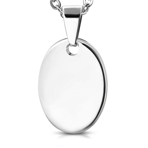 Oceľový prívesok - mini oválna doštička 12 x 16 mm