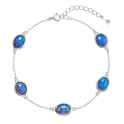 Strieborný náramok so syntetickými opálmi