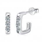 Strieborné hranaté náušnice s moissanitmi