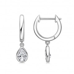 Strieborné visiace náušnice slzičky s moissanitmi