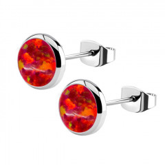 Oceľové náušnice s opálom 8 mm