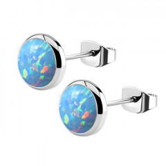 Oceľové náušnice s opálom 8 mm