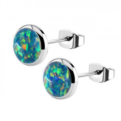 Oceľové náušnice s opálom 8 mm