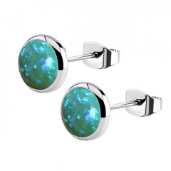 Oceľové náušnice s opálom 8 mm