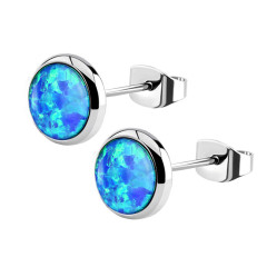 Oceľové náušnice s opálom 8 mm
