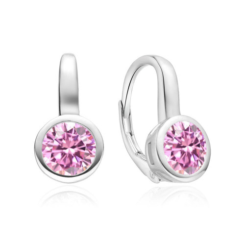 Strieborné náušnice s ružovými zirkónmi