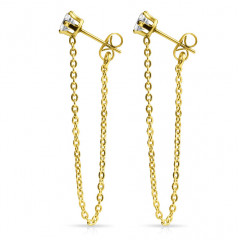 Oceľové náušnice retiazkové pozlátené
