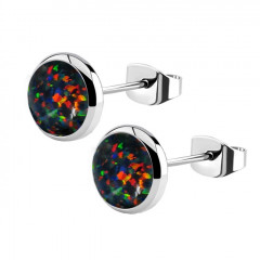 Oceľové náušnice s opálom 8 mm