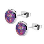 Oceľové náušnice s opálom 8 mm