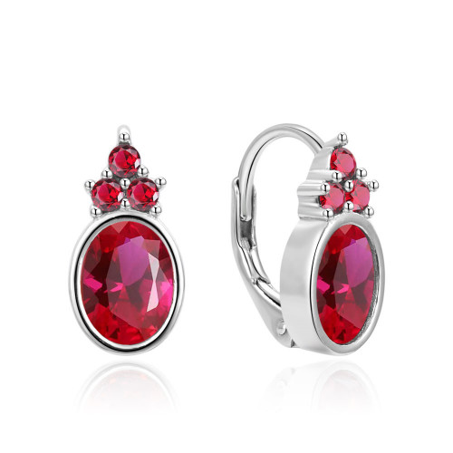 Strieborné náušnice s rubínovými kameňmi