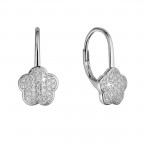 Strieborné náušnice kvietky so zirkónmi