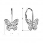 Strieborné náušnice motýliky so zirkónmi