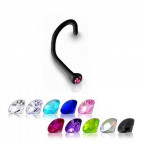 Zahnutý piercing do nosa - kamienok