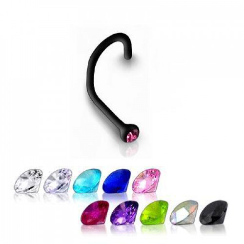 Zahnutý piercing do nosa - kamienok