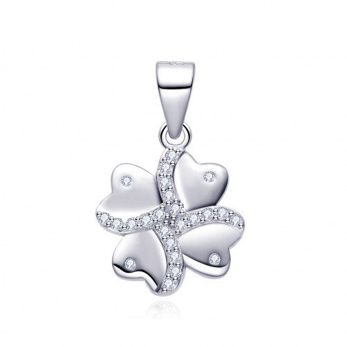Strieborný prívesok štvorlístok so zirkónmi