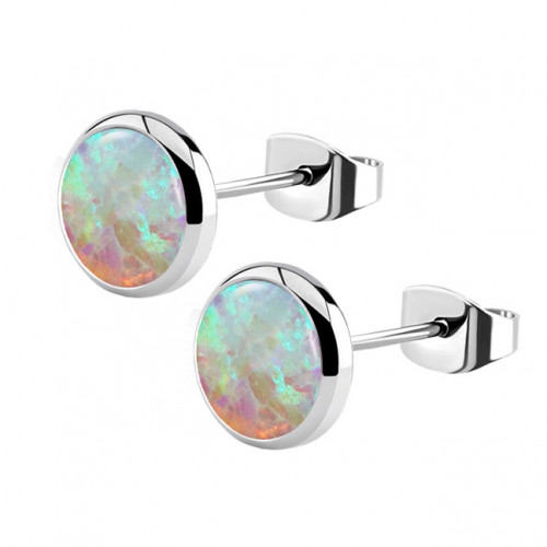Oceľové náušnice, OPAL 6 mm