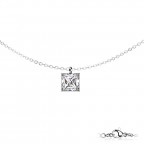 Oceľový náhrdelník so štvorcovým zirkónom