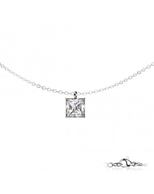 Oceľový náhrdelník so štvorcovým zirkónom