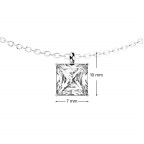 Oceľový náhrdelník so štvorcovým zirkónom