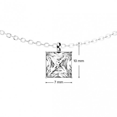 Oceľový náhrdelník so štvorcovým zirkónom