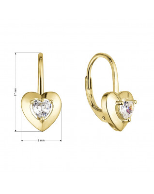 Pozlátené strieborné náušnice srdiečka so zirkónom