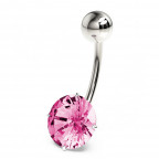 Strieborný piercing do pupku, zirkón 10 mm