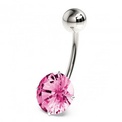 Strieborný piercing do pupku, zirkón 10 mm