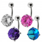 Strieborný piercing do pupku - zirkón 12 mm