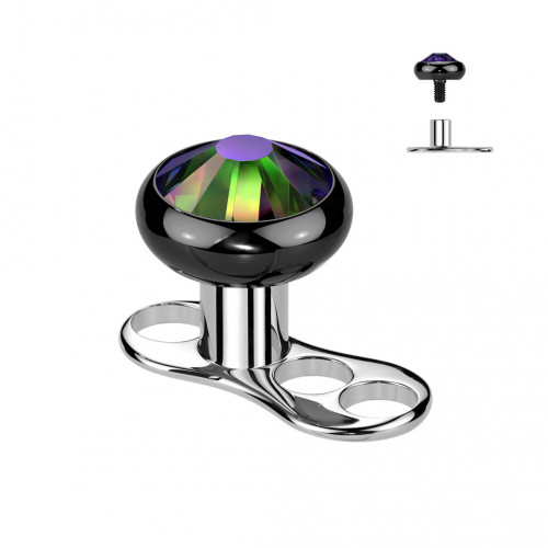 Kompletný microdermal piercing 1,2 mm - kamienok 4 mm