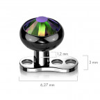 Kompletný microdermal piercing 1,2 mm - kamienok 4 mm