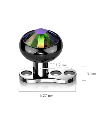 Kompletný microdermal piercing 1,2 mm - kamienok 4 mm