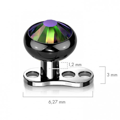 Kompletný microdermal piercing 1,2 mm - kamienok 4 mm