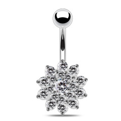 Strieborný piercing do pupku - kvietka