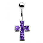 Strieborný piercing do pupka - krížik