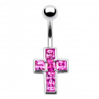 Strieborný piercing do pupku - krížik