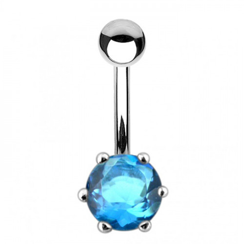 Strieborný piercing do pupku so zirkónom