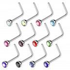 Zahnutý piercing do nosa s kamienkom