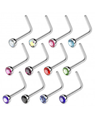 Zahnutý piercing do nosa s kamienkom