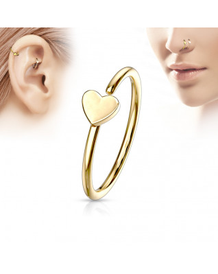 Pozlátený piercing do nosa/ucha kruh so srdiečkom