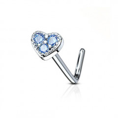 Piercing do nosa srdiečko, tyrkysové kamienky