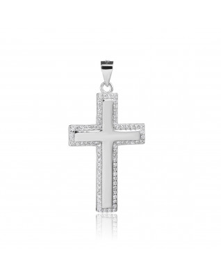Strieborný prívesok krížik so zirkónmi