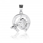 Strieborný prívesok - podkova s koňom